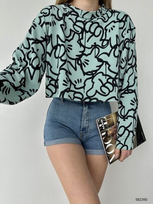 RYN Tasarım 2 Iplik Crop Oversize Kadın Sweatshirt