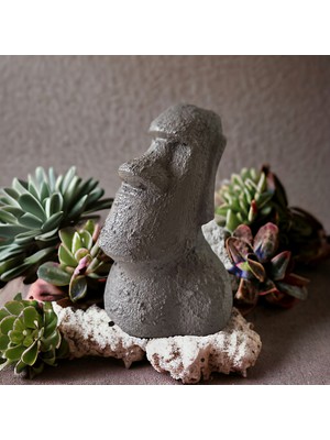 Mes Reves Design El Yapımı Beton Moai Paskalya Adası Dekoratif Heykel Hediyelik Biblo Ev Tasarım Dekoru