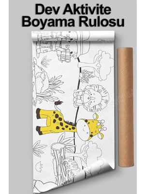 Melolisa Safari Temalı 2,5 Metre Dev Boyama Rulosu Çocuklar İçin 60x250 cm Eğlenceli Aktivite Kağıdı