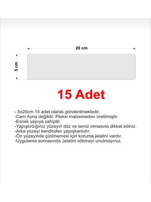 Hayat Dekoratif Tuğla Desenli Gümüş Pleksi 15 Adet 5X20CM Kendinden Yapışkanlı