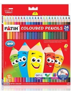 Fatih 24 Renkli Kuru Boya Kalemi 24'lü Tam Boy Set Karton Kutuda Eğlenceli Boyama