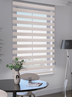 PERLE PLİSELİ KETEN RENGİ KETEN EFEKTLİ ZEBRA PERDE YÜKSEK KALİTE ALÜMİNYUM KASA