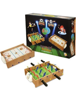 Evistro Ahşap Hokey ve Masa Maçı Oyunu Langırt 2’si 1 Arada