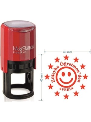 Mobistamps Öğretmen Kaşesi Yuvarlak Yıldızlı Aferin Öğretmen Kaşesi Yuvarlak Isimli