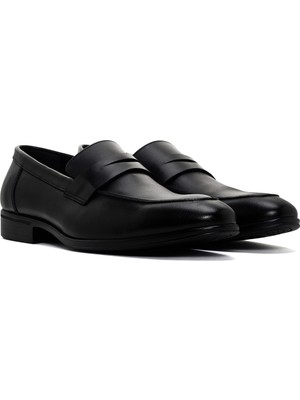 Derimod Erkek Siyah Deri Klasik Loafer