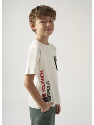 Mayoral Erkek Çocuk 2 Parça Baskılı T-Shirt - Şort Takım Beyaz
