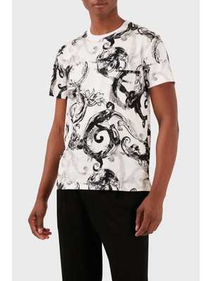 Versace Jeans Couture Pamuklu Slim Fit Bisiklet Yaka T Shirt Erkek T Shirt 76GAH6S0 JS287 003