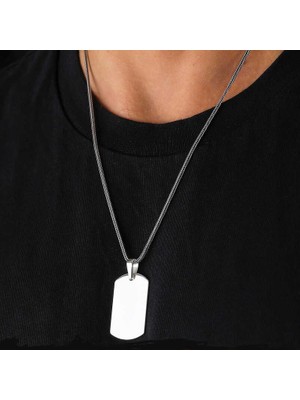 Güneş Outdoor Gümüş Kare Plaka Kolye