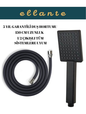 Tekno Trust Kare Duş Başlığı Mat Siyah Siyah Kare Duş Başlığı Yüksek Kalite Mat Siyah Duş Seti Pvc Hortum