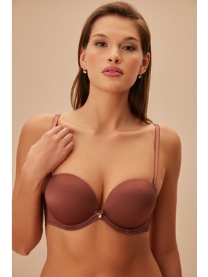 Suwen Lacy Dantelli Yarı Destekli Straplez Balenli Sütyen