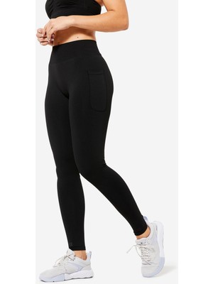 Domyos Kadın Push Up Etkili Spor Taytı - Fitness Kardiyo - Siyah