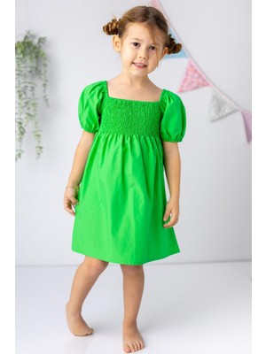 Zeyland Kız Çocuk Balon Kollu Gipeli Dokuma Elbise