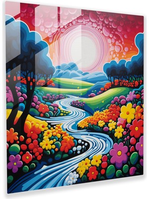 Painted Anarchy Floral Harmony Cam Baskı - Doğadan Esinlenen Cam Duvar Sanatı, 30X30