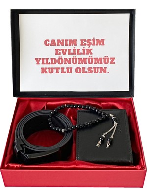 Gulshop35 Sevgililer Günü Hediye Erkek Hediye Siyah Cüzdan-Kemer-Kartlık