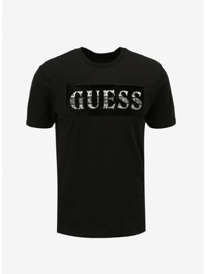 Guess Bisiklet Yaka Düz Siyah Erkek T-Shirt M4RI70K9RM1JBLK_SS Bsc Guess Velvet