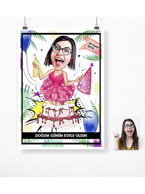 BK Kişiye Özel Doğum Günü Karikatür Afiş Poster (50 x 70 Cm.) 2