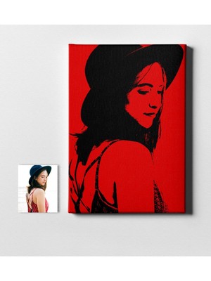 BK Kişiye Özel Kırmızı Silüet Kanvas Tablo (50 x 70 Cm.)