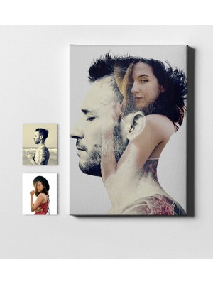 BK Kişiye Özel Iç Içe Tasarımlı Kanvas Tablo (50 x 70 Cm.)