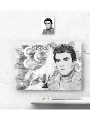 BK Kişiye Özel 3 Hilal Bozkurt Tasarımlı Karakalem Kanvas Tablo (50 x 70 Cm.) 3