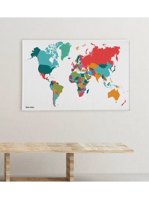 BK Kişiye Özel Dünya Haritası Kanvas Tablo (50 x 70 Cm.) 1