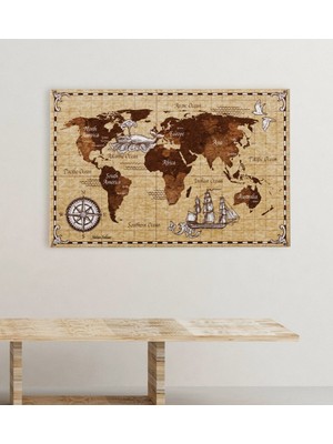 BK Kişiye Özel Dünya Haritası Kanvas Tablo (50 x 70 Cm.) 2