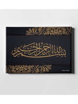 BK Kişiye Özel Kaligrafi Besmele Yazılı Kanvas Tablo (50 x 70 Cm.) 7