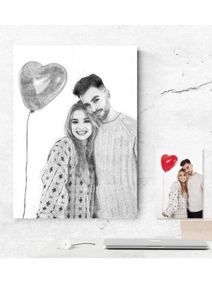 BK Kişiye Özel Karakalem Kanvas Tablo (50 x 70 Cm.) 2