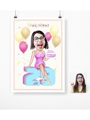 BK Kişiye Özel Doğum Günü Karikatür Afiş Poster (50 x 70 Cm.) 11