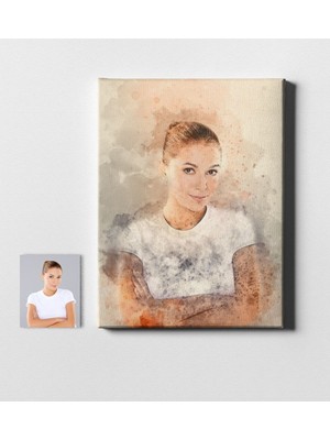 BK Kişiye Özel Suluboya Tasarımlı Kanvas Tablo (50 x 70 Cm.) 2