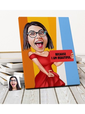 BK Kişiye Özel Mesajlı Karikatür Kanvas Tablo (50 x 70 Cm.) 2