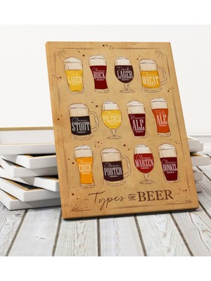 BK Bira Çeşitleri Tasarımlı Kanvas Tablo (50 x 70 Cm.) 1