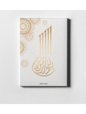 BK Kişiye Özel Kaligrafi Besmele Yazılı Kanvas Tablo (50 x 70 Cm.) 5