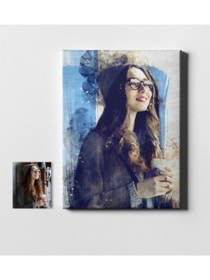 BK Kişiye Özel Suluboya Tasarımlı Kanvas Tablo (50 x 70 Cm.)