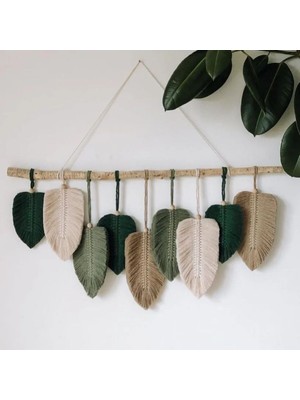 Macramelina Duvar Süsü El Işçiliği Yaprak Desenli Makrome