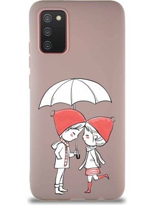Printify Samsung Galaxy A02S Soft Premier Kapak Aşk Tasarımlı Silikon Kılıf - Pudra
