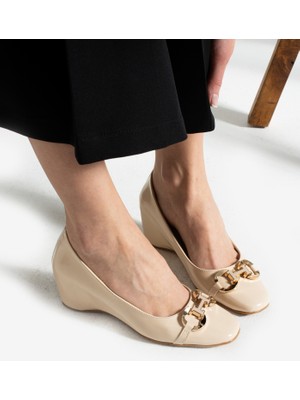 Alemdar Shoes Manu Vizon Rugan Gizli Topuk Kadın Ayakkabı