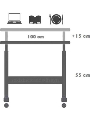 servetavcı Yükseklik Ayarlı Çalışma Masası - Atlantik Çam (Tekerli) 100X50 Oval Kenar