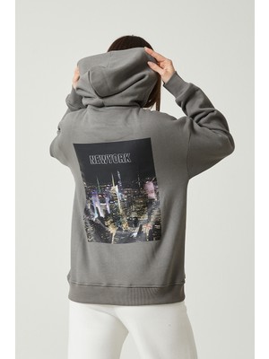 Twenty3 Kadın Kapüşonlu Kanguru Cepli 3 Iplik Şardonlu Kalın Sweatshirt