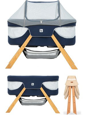 Baby Bushuo Angel Naturel Anne Yanı Park Yatak Katlanır Ahşap Beşik