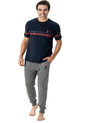 U.S. Polo Assn. 18790 Erkek Lacivert Kısa Kollu Pijama Takımı