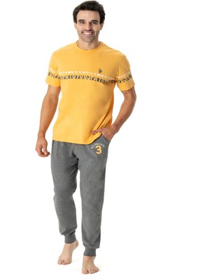 U.S. Polo Assn. 18790 Erkek Sarı Yuvarlak Yaka Kısa Kollu Pijama Takımı