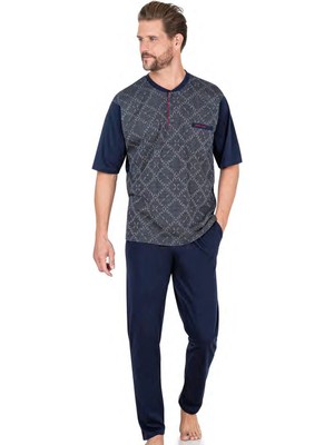 Pierre Cardin 6054 Erkek Lacivert Kısa Kollu 3 Lü Jakarlı Pijama Takımı