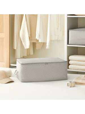 Ocean Home Textile Orta Boy Gri Balıksırtı Baza Altı Kazak Pike Battaniye Hurcu, Hurç 52x28x21 cm