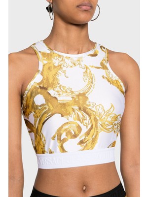 Versace Jeans Couture Desenli Slim Fit Crop Top Bayan Top 76HAM227 JS292 G03