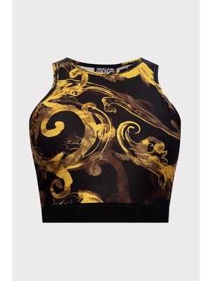 Versace Jeans Couture Desenli Slim Fit Crop Top Bayan Top 76HAM227 JS292 G89