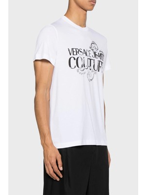 Versace Jeans Couture Logolu Bisiklet Yaka Pamuklu Slim Fit T Shirt Erkek T Shirt 76GAHG00 CJ00G 003