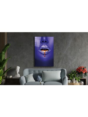 Emos avm Kadın Mor Renk Dikey Cam Tablo