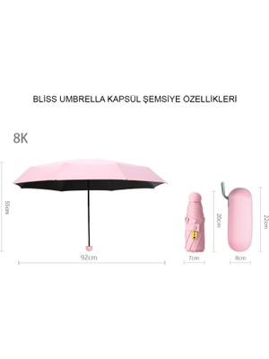 bliss umbrella 8 Telli Kapsül Şemsiye