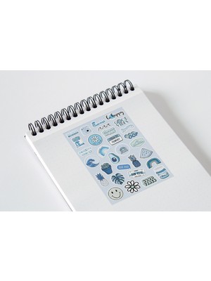 Liyacraft Mavi Good Vibes Sticker Seti Planner Ajanda Bullet Journal Için Uygun Set