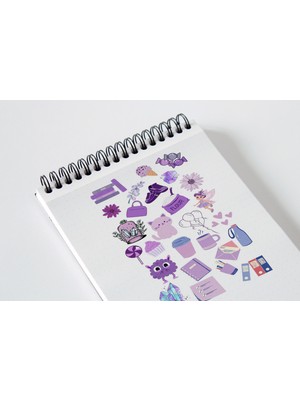 Liyacraft Mor Temalı Sticker Seti Planner Ajanda Bullet Journal Için Uygun Set